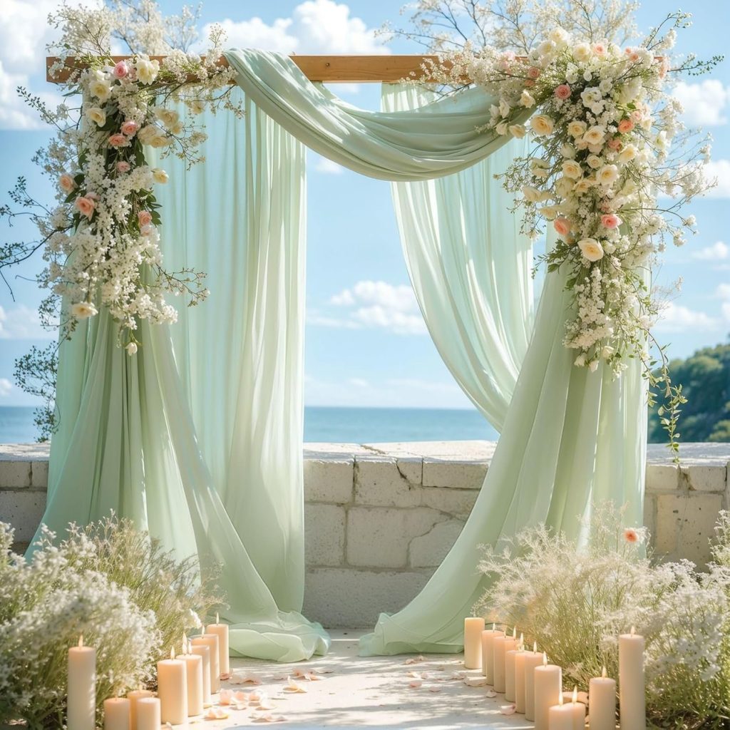 Sage Green Wedding Arch Draping Fabric