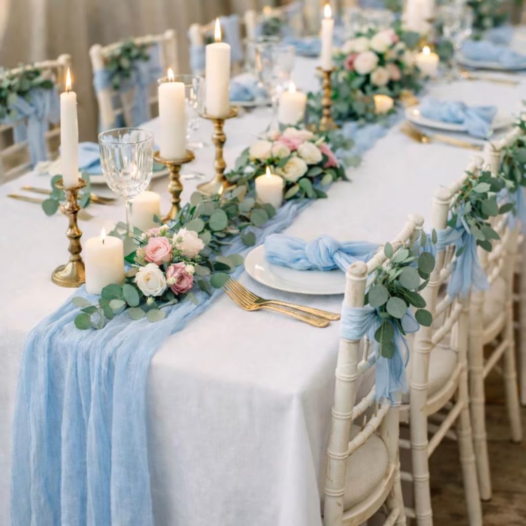 Sky Blue Gauze Table Runner