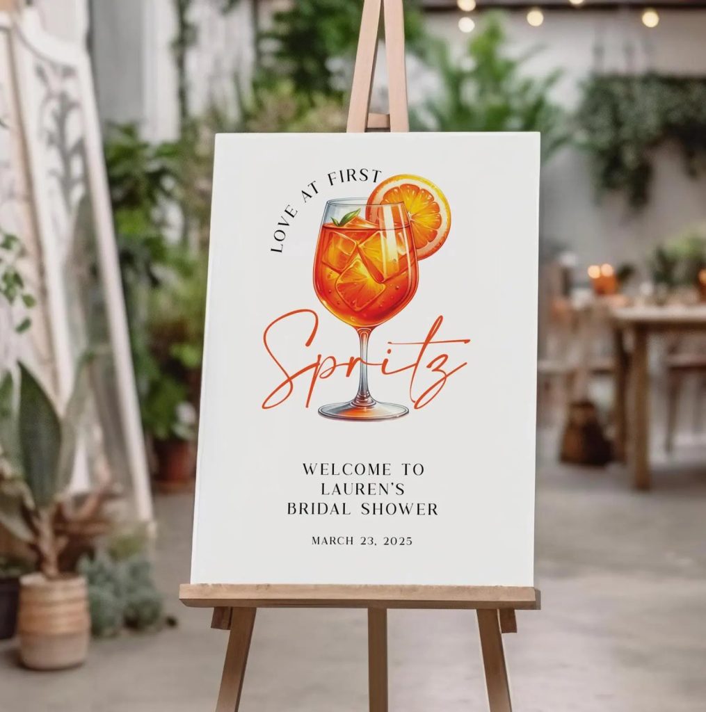 Love At First Spritz Bridal Shower Welcome Sign