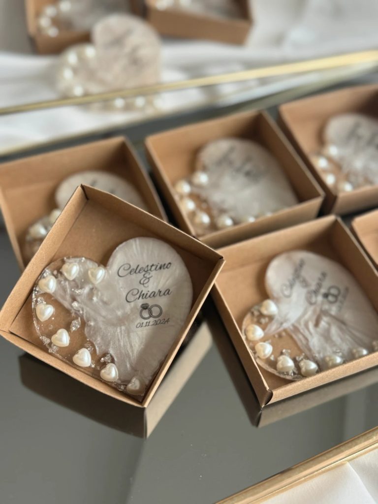 Pearl Heart Fridge Magnet Wedding Favor
