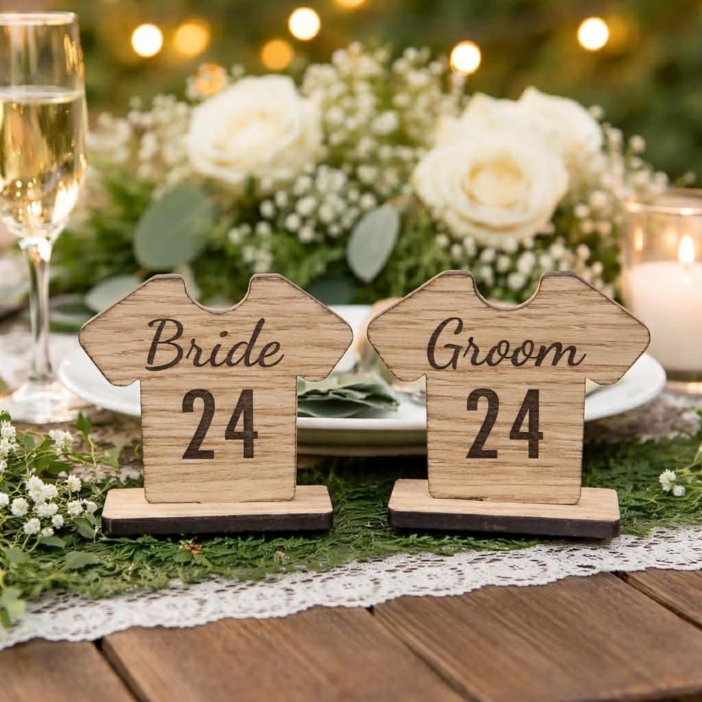 Bride & Groom Football Shirt Place Cards