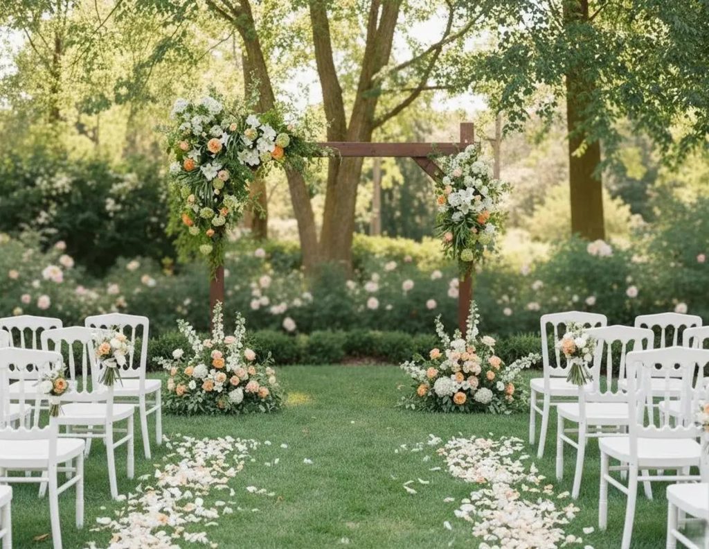 Peach Floral Arrangement For Wedding Arch
