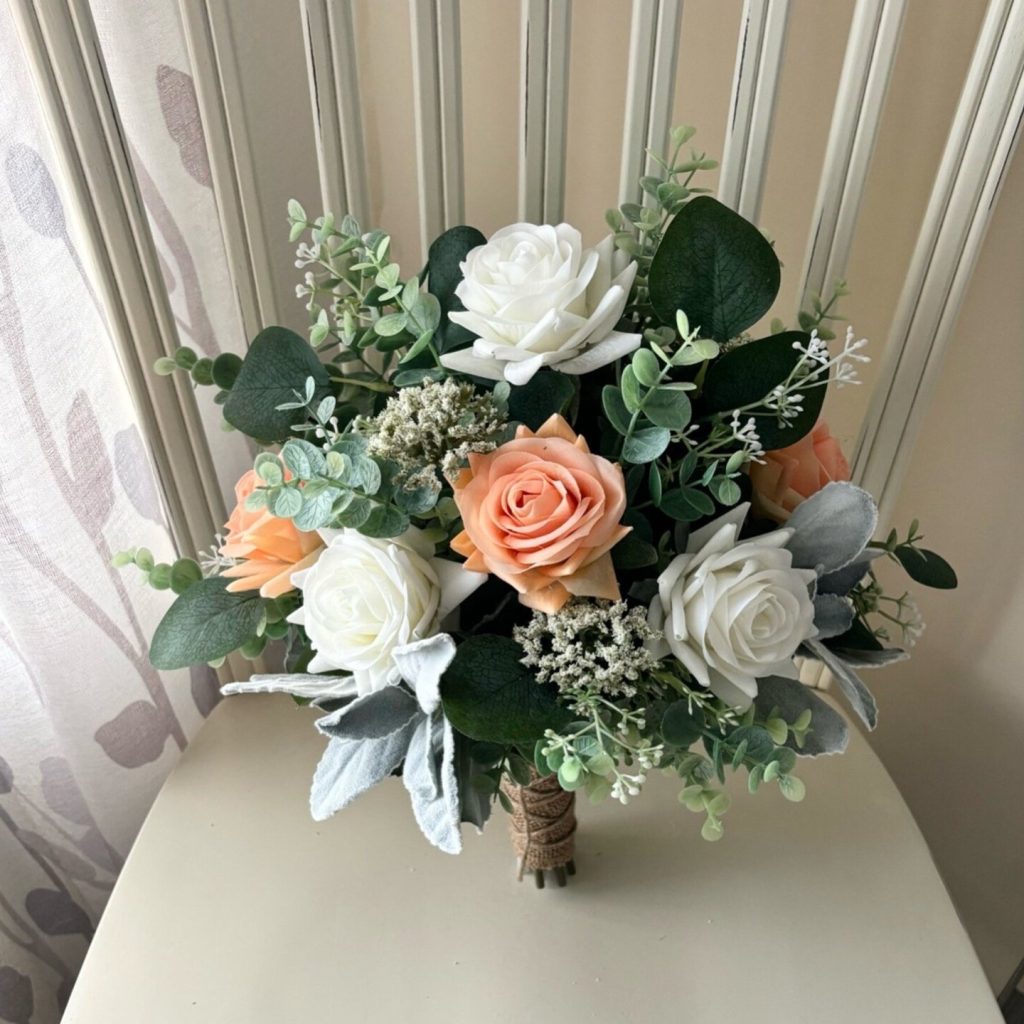 Peach Rose Bridal Flower Bouquet