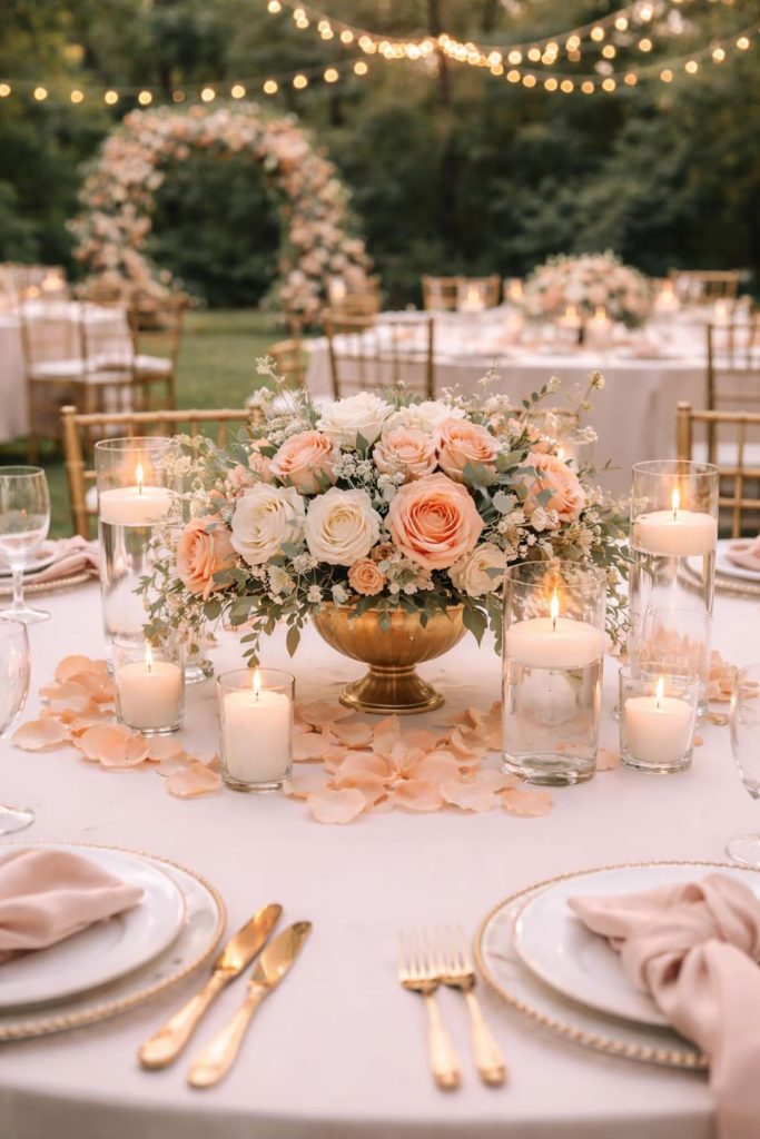 Peach Satin Rose Petal Confetti