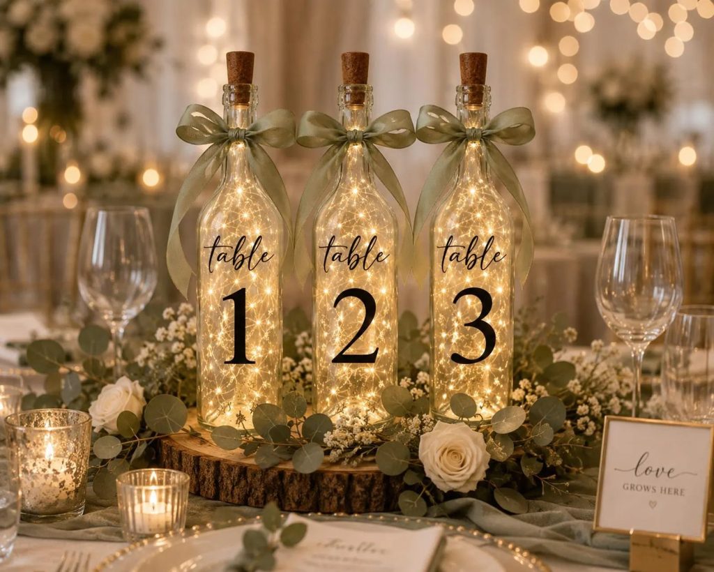 Rooted Romance Wedding Illuminated Table Numbers