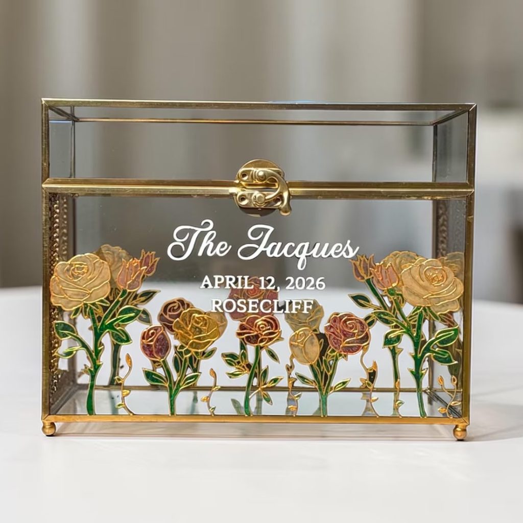 Personalized Stained Glass Wedding Card Box