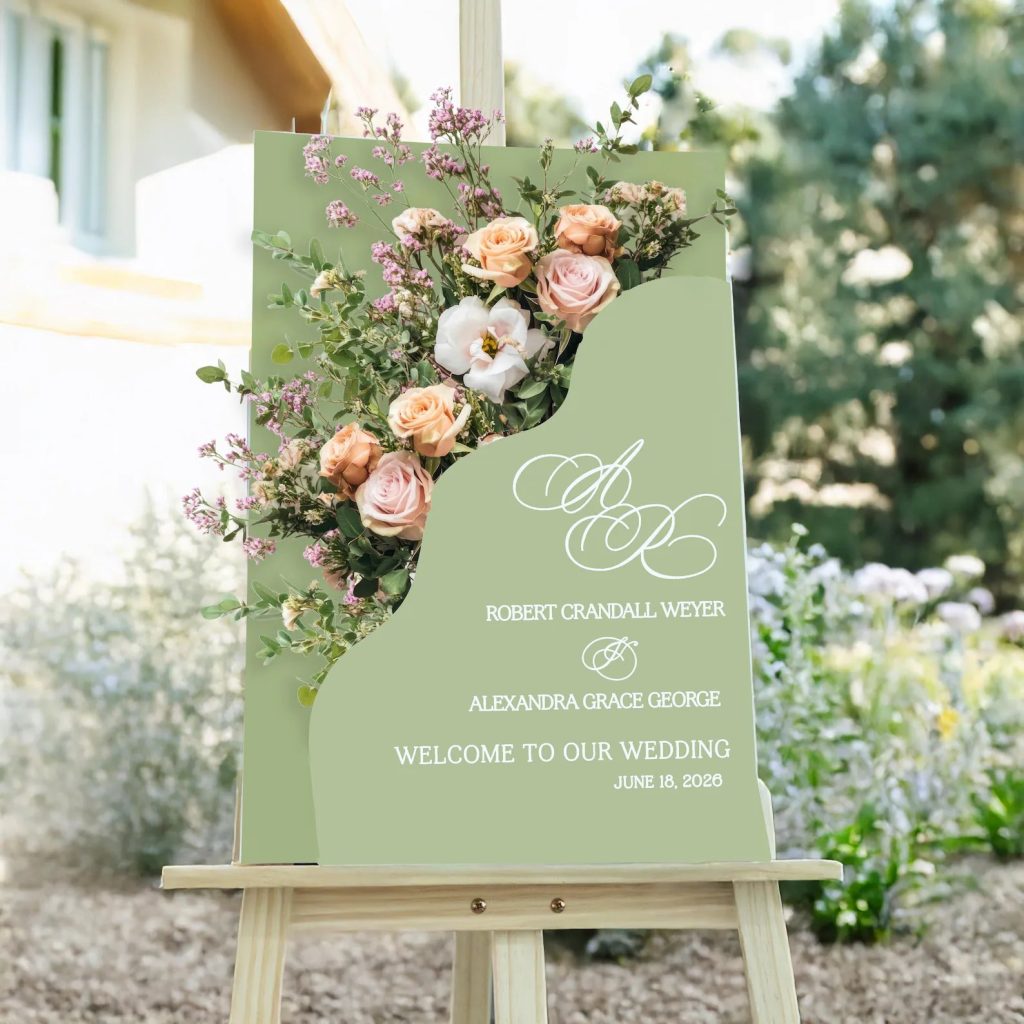 Sage Green Wedding Welcome Sign